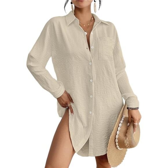 Button Down Tall Swimsuit Cover Ups Swimsuit Coverup Women Long